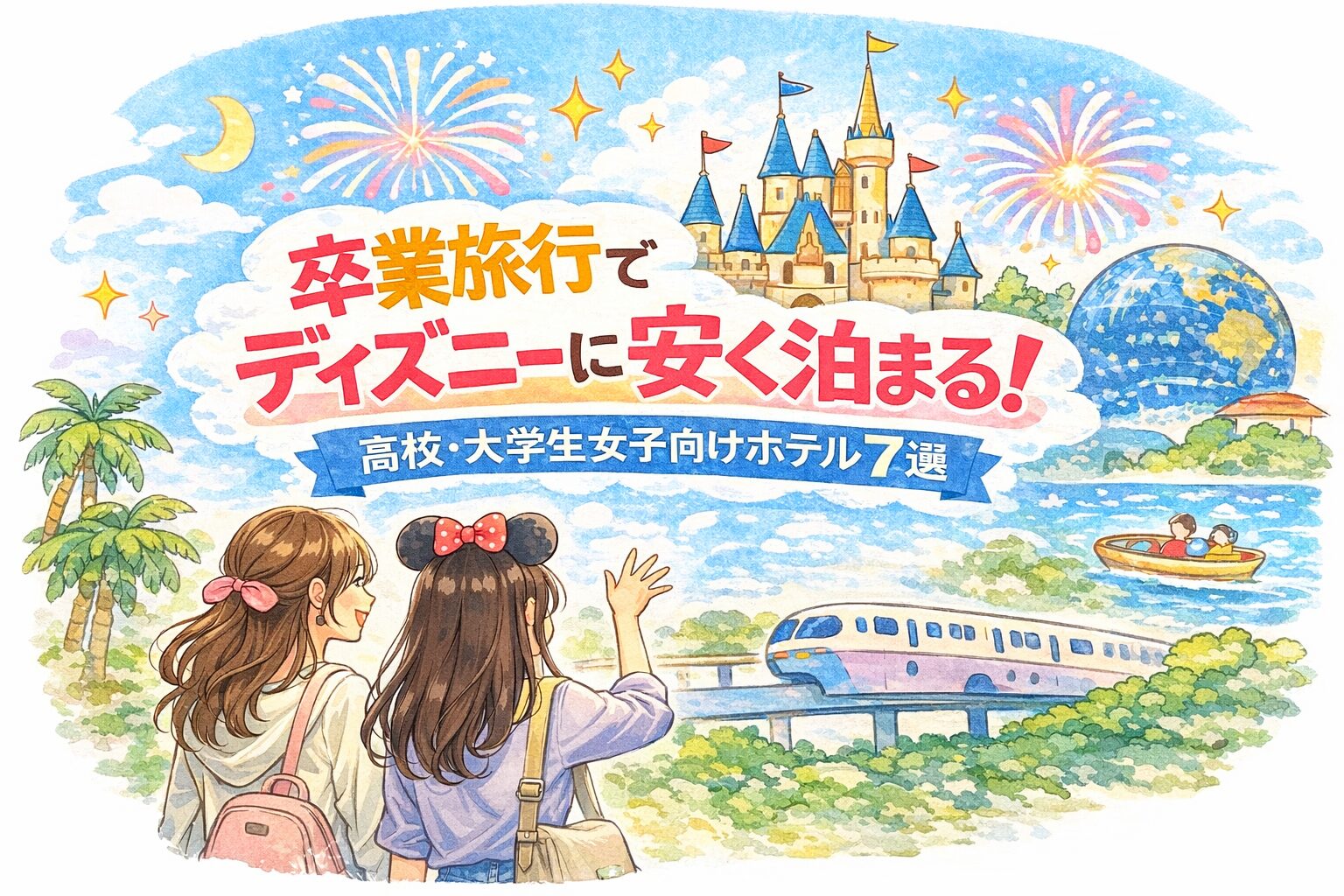 卒業旅行でディズニーに安く泊まれる高校大学生女子向けホテル特集のアイキャッチ画像